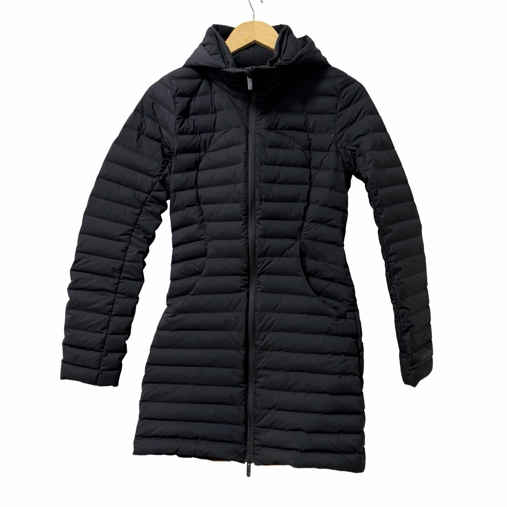 Lululemon Pack It Down 700 Down Long Puffer Jacket Womens Size 4 Black Packable